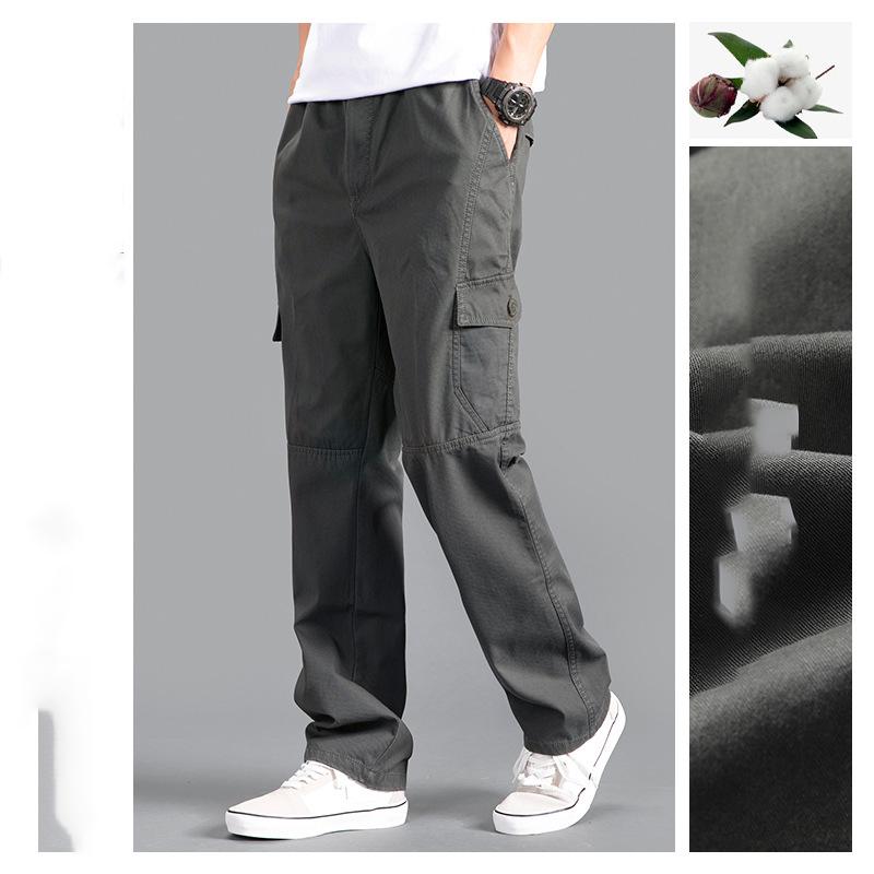 Cargo Pants Men's Loose Straight Oversize Clothing Solid Grey Versatile Work Wear Black Joggers Cotton Casual Male Trousers