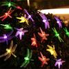 Simulation Dragonfly Outdoor Solar Lamp LED Fairy Light String Wedding Holiday Party Solar Garland for Home Garden Decoration