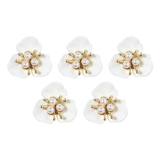 

5 шт. Цветочный декор для ногтей, модные стильные аксессуары для ногтей, искусственный жемчуг, цветок, гвоздик для дизайна ногтей для салона белый