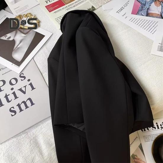 Damedressjakke Formell Forretningsstil Nedslått Krage Knappdekor Slim Fit Kort Ensfarget Lange Ermer Cardigan Enkeltknapplukking OL Pendling