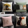 Cute Cartoon Plush Cat 4 Pillow Case Linen Cushion Covers For Decorative Sofa Home Pillows Case Car Chair Pillows Cases