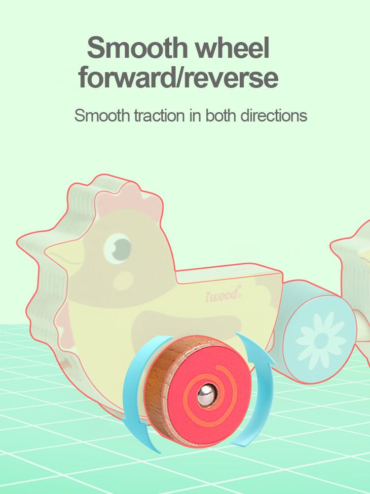 Iwood Wooden Boys Drag Walker Toy Car/Infant Hand Rope Car Baby Car Children's Day Birthday Gift