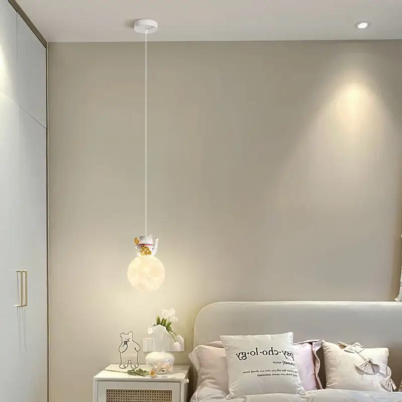 Kreative Cartoon Tier Pendelleuchten für Kinderzimmer Schlafzimmer Nachttischbeleuchtung Glückskatze Astronaut Einhorn Hängelampe