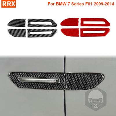 Air Knife Edge Lamp Door Exterior Decoration Real Carbon Fiber Sticker Cover Trim For BMW 7 Series F01 2009-2014 Car