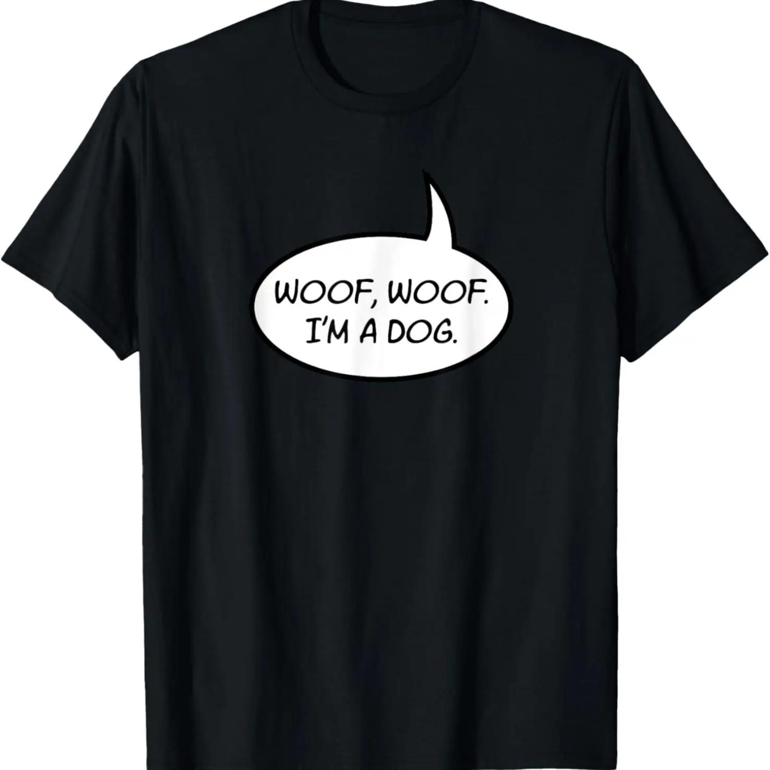 Woof Woof I m A Dog Word Balloon Halloween Costume Funny T-Shirt S чёрный