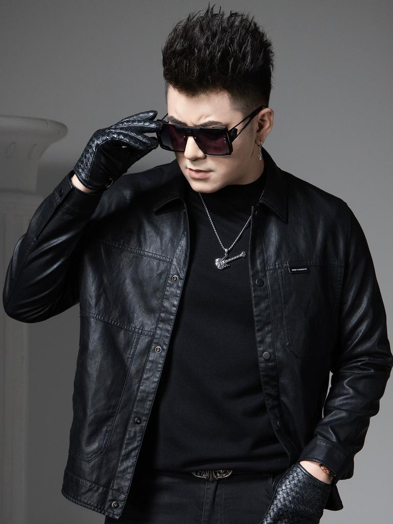 European Trendy Brand Lapel Leather Jacket for Men, 2025 Autumn New Style, Cool Biker Jacket with a High-End Feel