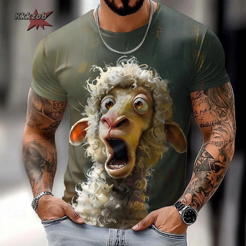 Letní Pánské Tričko s Krátkým Rukávem s 3D Potiskem Vzorů Zvířat s Kulatým Výstřihem Módní Ležérní