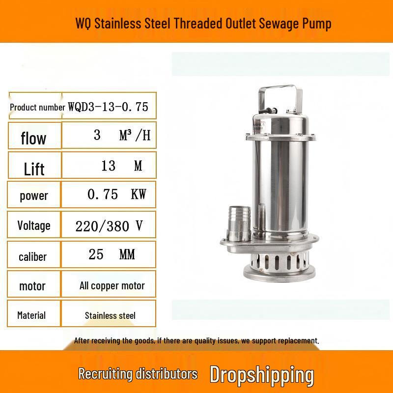 Stainless Steel 304 High Head Submersible Sewage and Chemical Water Pump (220/380V)