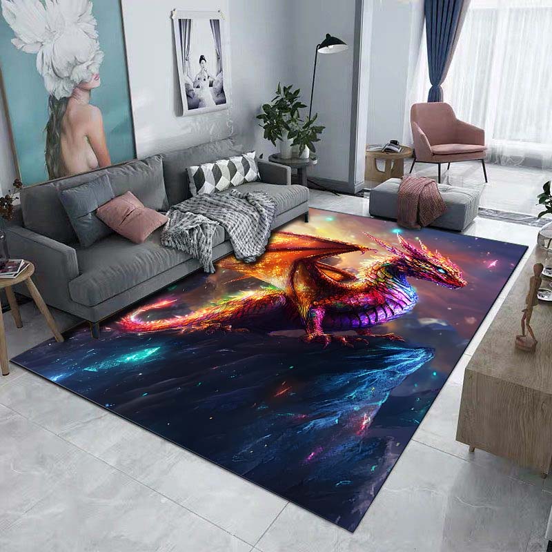 1PC Colorful dragon on mountain Print Carpet Rug for Living Room Bedroom Sofa Doormat Home Decor Non-slip Floor Mat