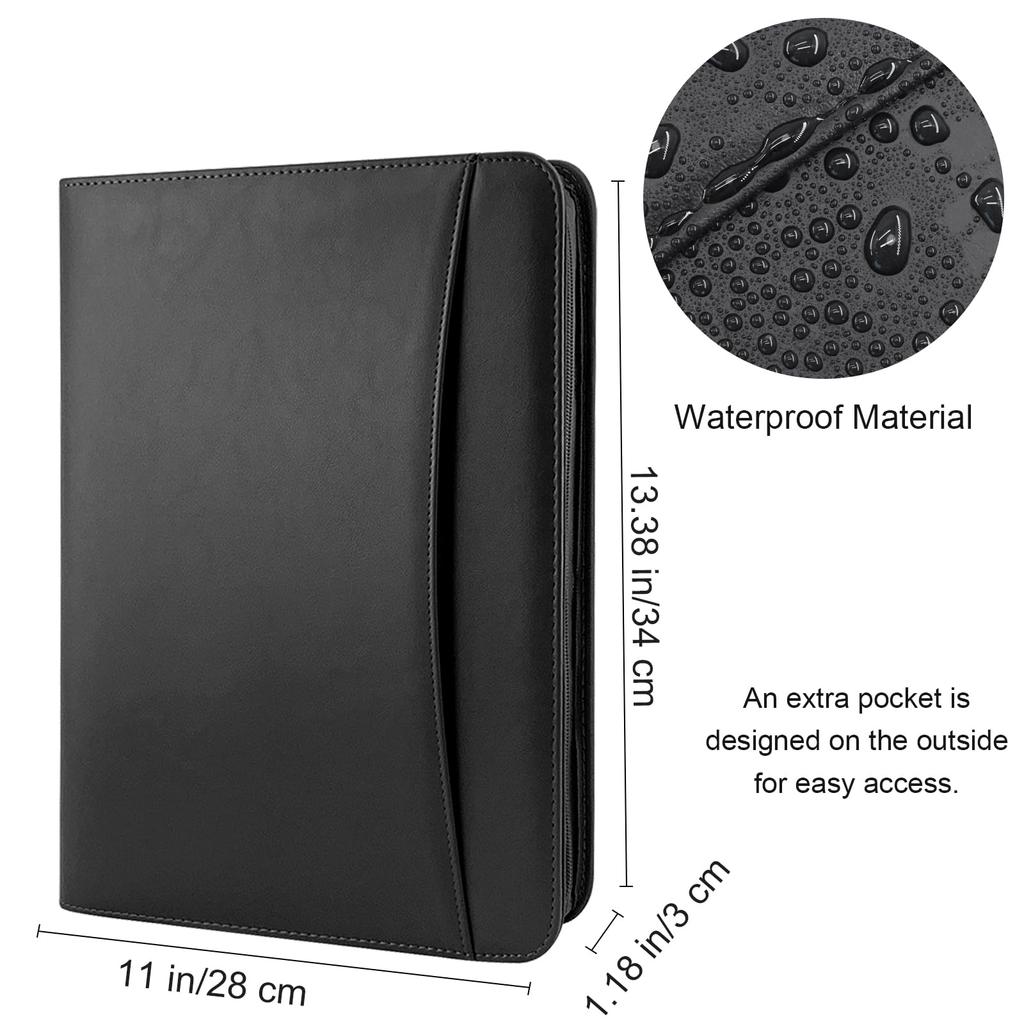 VANRA Portofoliu cu Fermoar Piele PU A4 Buzunar de Depozitare Afaceri Liant Organizator Card de Vizită Mânecă Tabletă cu Blocnotes pentru Ședință Birou