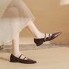 29816 [sheepskin] flat shoes women's thick heel 2025 new pointed temperament word with Mary Jane single shoes