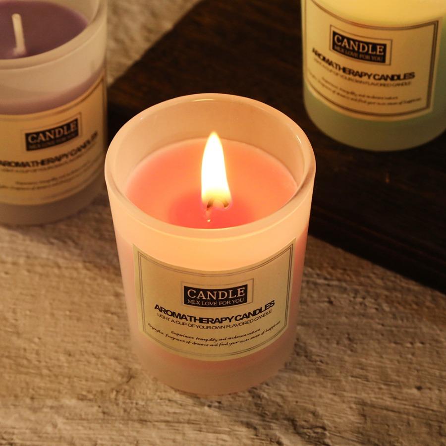 1pc 50g Three color glass cup aromatherapy candle, smokeless fragrance, soy wax fragrance candle with hand gift