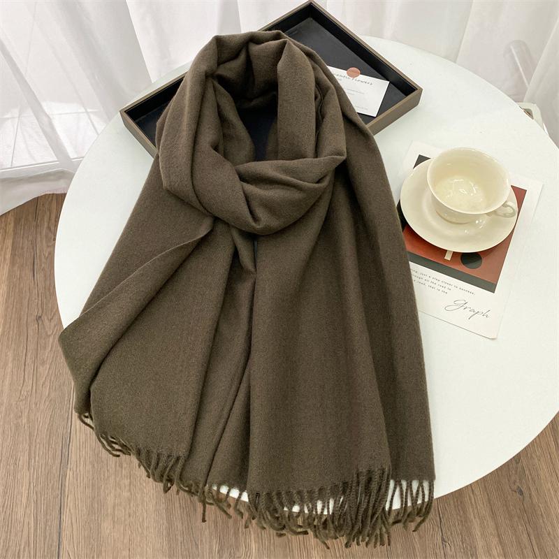 Luxury Brand Solid Women Cashmere Scarf Autumn Winter Warm Shawls Wraps Men Pashmina Tassels Scarves Female Foulard Poncho Stole