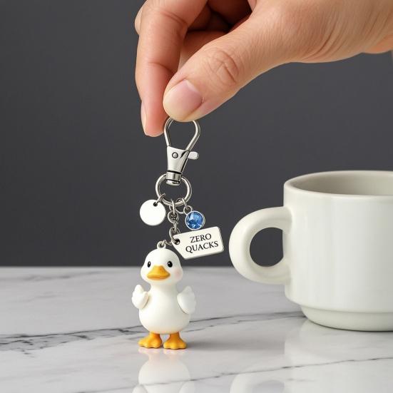 Keychain Pendant Inspirational Duck Design Key Holder with Birthstone Charm Encouragement Card Lightweight Healing Gift