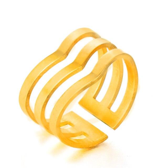 

Золотой Тон Серебряный Тон Цвет Последние Женские Модные Стильные Нержавеющая Сталь Геометрические Гладкие Волны Кольца Открытые Кольца на Палец Ювелирные Трендовые КольцаМода Resizable