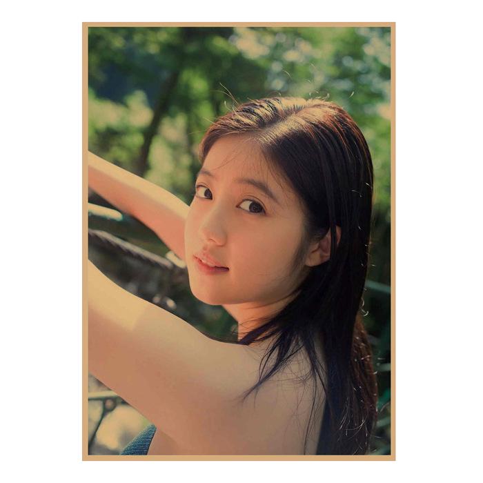 Mio Imada Retro Kraft Paper Poster - Japanese Beauty Wall Art Mural
