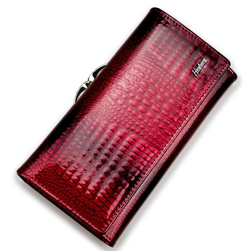 HH Alligator Womens Wallets Luxury Patent Crocodile Genuine Leather Ladies Clutch Purse Hasp Long Coin Multifunctional Purses