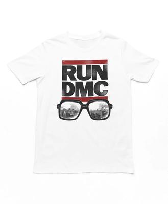 Run DMC Brille Herren T-Shirt Musik Klassisch Hip Hop Rap Gruppe Band T-Shirt Neu Weiß