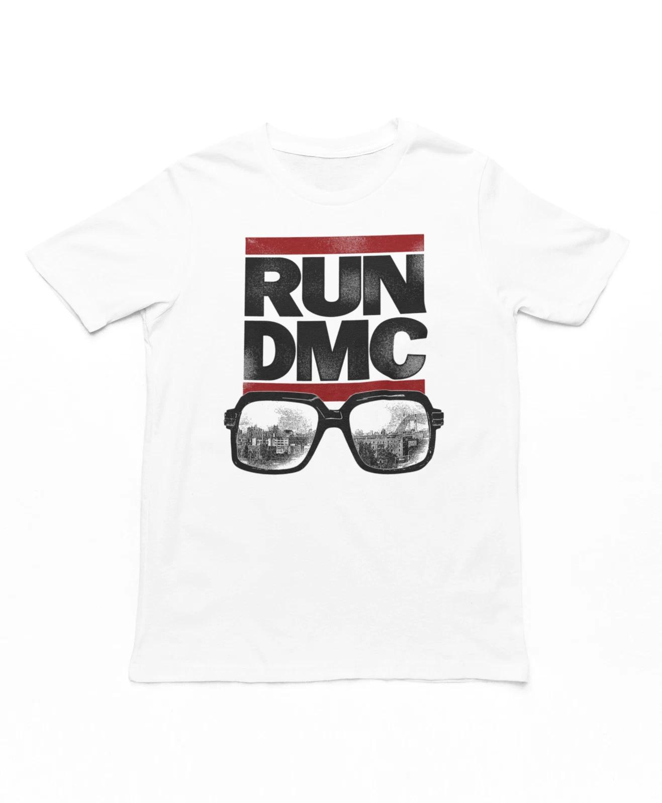 

Очки Run DMC Мужская футболка Музыка Классика Хип-хоп Рэп Группа Band Tee Новая Белая M
