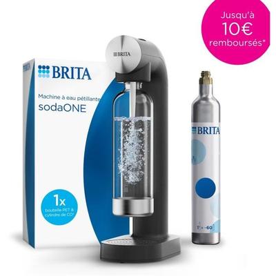 BRITA Wassersprudler - SodaONE Schwarz - 1 Flasche 1L und 1 CO2-Zylinder enthalten