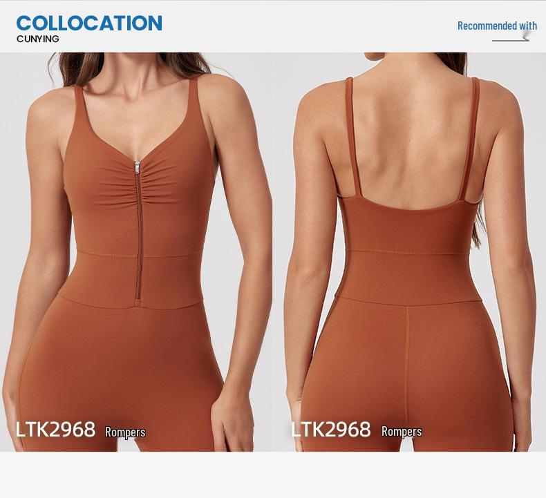 Nude Feel Quick-Dry Zipper Yoga Jumpsuit for Outdoor Fitness & Running