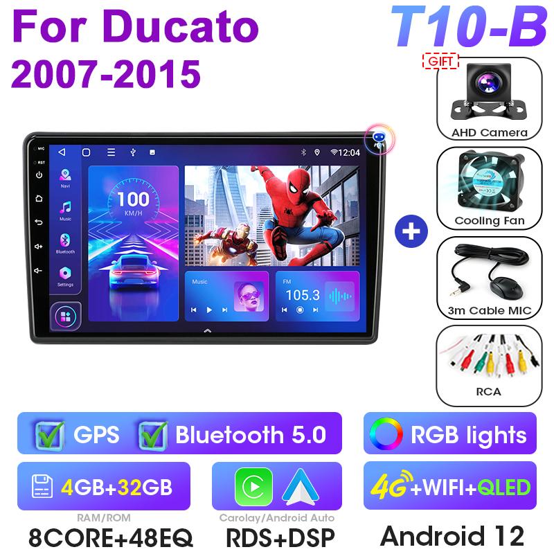 2 Din Android 12 Autoradio Für Fiat Ducato Peugeot Boxer Citroen Jumper 2 2006 -2025 Multimedia Video Player carplay Auto Stereo