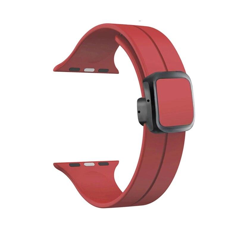 Bracelet Magnétique pour Apple Watch Série 9 8 7 6 SE 5 4 3 2 1 45mm 44mm 42mm 41mm 40mm Bracelet de Sport en Silicone pour iWatch Ultra 2 49mm
