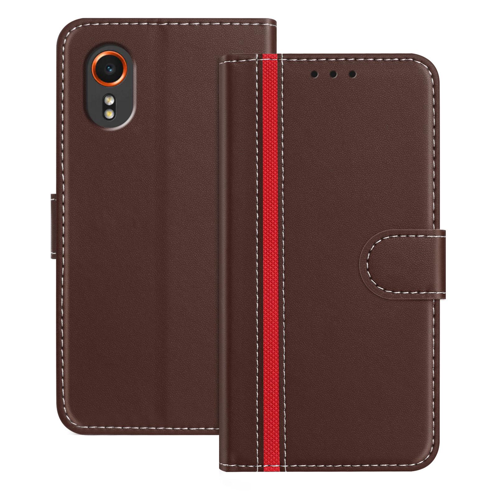 

For Samsung Galaxy Xcover7 Phone Cases Wallet Stand Color Splicing Leather Cover with Magnetic Clasp E
