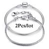 2 Stück/Los Sonderangebot 3mm Silberfarbene Schlangenkette Charm-Armband Für Damen Herren Passend für DIY-Armbänder Schmuck Geschenk