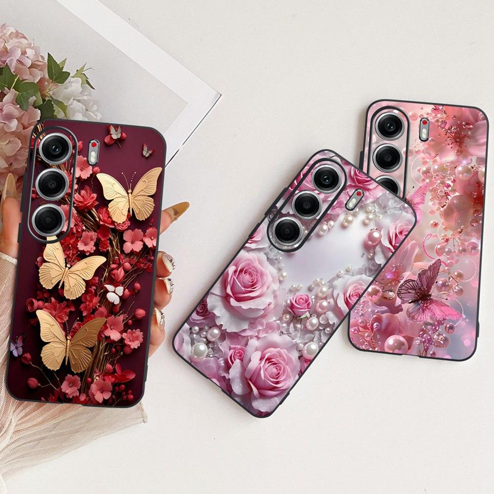 For Tecno Camon 40 Pro 4G 5G Camon40 CM5 Phone Case Colorful Butterflu Flower Women Girly Soft Silicone Casing Matte Back Cover