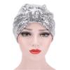 Muslim Indian Women Shiny Sequin Pleated Turban Hat Chemo Cap Bandana Headwrap