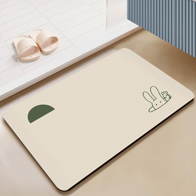 Badezimmer saugfähige Bodenmatte, Badezimmertür Fußmatte, Kieselgur schnelltrocknender Teppich rutschfest Cartoon verschleißfest