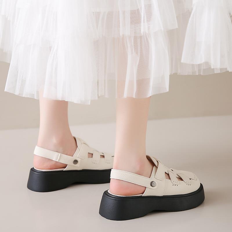Baotou Sandals Women's New 2025 Summer Wear Hole Shoes Two Wear Platform Half Slippers Beach Roman Shoes