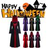 Lady Witch Halloween Hooded Loose Skirt V Neck Long Sleeves Costume Performance