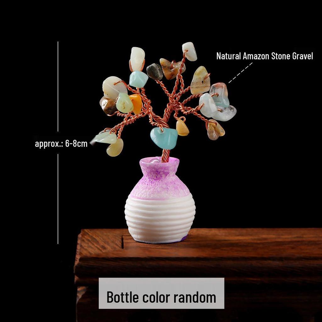 Jingde Jewelry Natural Crystal Money Tree Citrine Rose Quartz Ornament