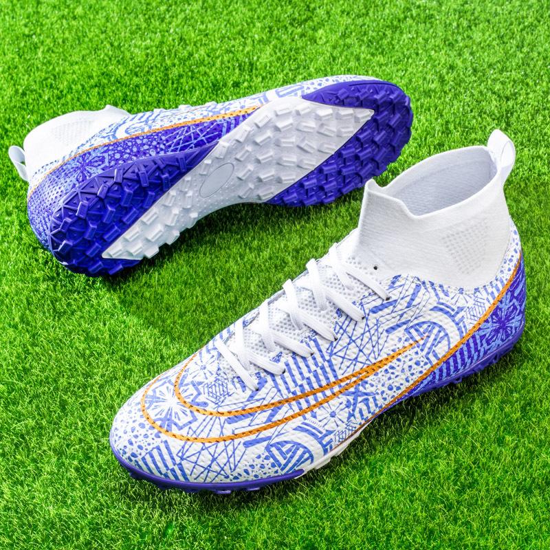 A Pair of 2025 Large-size Football Shoes, Men's High-top Youth Student Competition Training Shoes, Artificial Grass Broken Nails