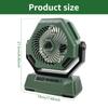 270° Kopfrotation Campingventilator mit LED-Licht und Haken 6000mAh USB-Akku-Betriebener Ventilator für Outdoor-Reisen Camping Angeln Neu