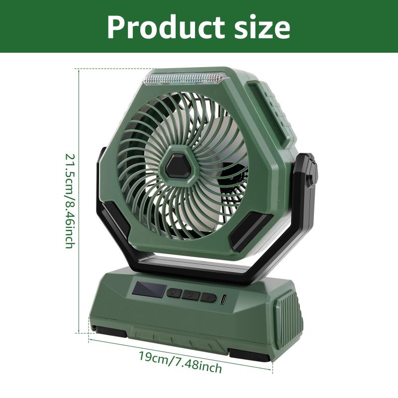 270° Kopfrotation Campingventilator mit LED-Licht und Haken 6000mAh USB-Akku-Betriebener Ventilator für Outdoor-Reisen Camping Angeln Neu