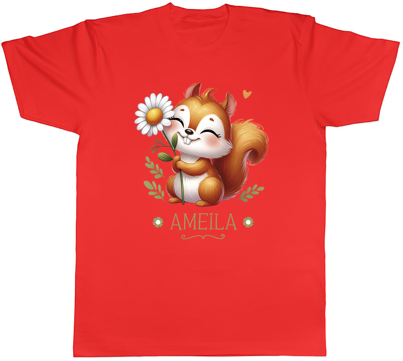 Personalised Squirrel Daisy Flower Unisexs TShirt Forest Animal Floral Tee Gift S