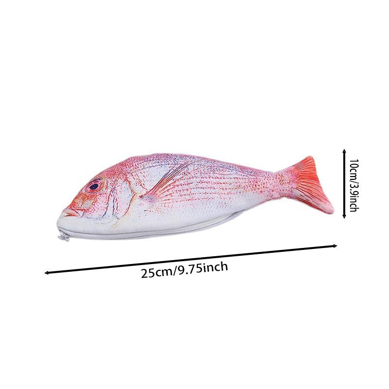 Cute Simulation Fish Pencil Case Large Capacity Portable Storage Bag Kawaii Cartoon Zipper Pencil Box Stationery Holder Pen Bags