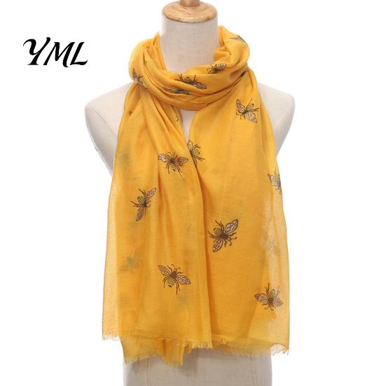 Sun Protection Headscarf for Summer Lightweight Scarf Women, Cute Bee Pattern Neck Scarf, Polyester Daily Commuting Soft Long Thin Shawl Wrap
