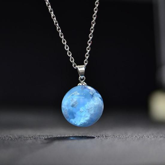 Women Round/Moon Shape Blue Sky Cloud Eagle Pendant Jewelry Gift Chain Necklace