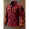 Autumn new retro fashion fringed contrasting shirt men's casual British style top