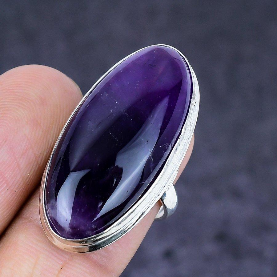 Sage Amethyst Gemstone 925 Sterling Silver Jewelry Ring Size 7