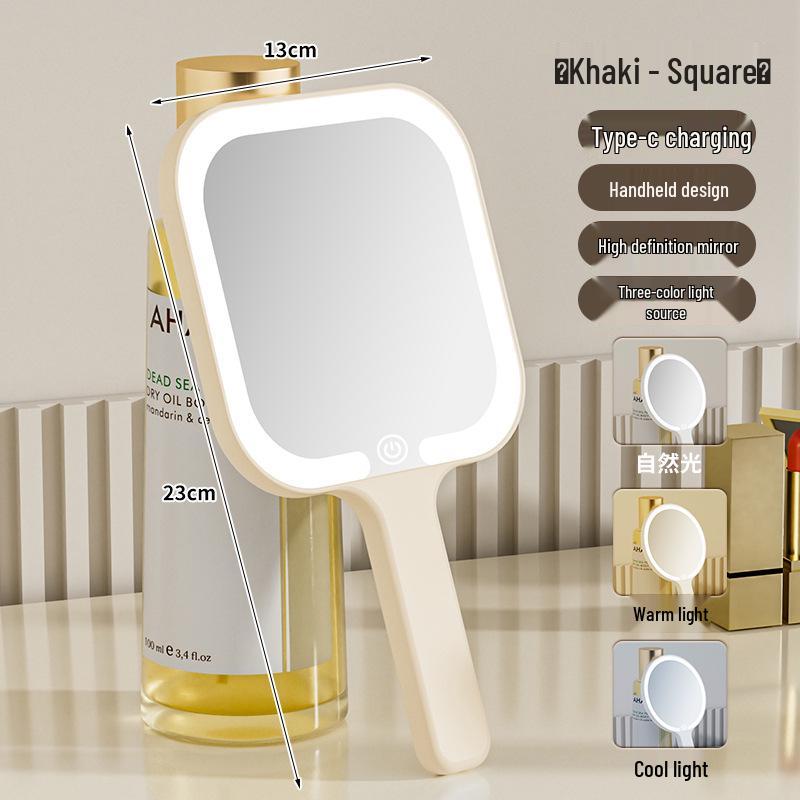 Portable LED Handheld Makeup Mirror with Customizable Light for Beauty and Dressing Table