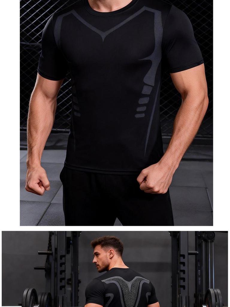 Tricou Sport Bărbați cu Uscare Rapidă și Compresie pentru Fitness, Alergare, Baschet și Fotbal