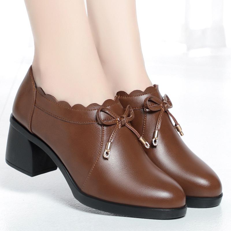 

Мода 2024 Весна Осень Новые Женские Одиночные Туфли Танкетка Мягкая Подошва Удобные Матери Кожаные Туфли На Высоком Каблуке Толстый Глубокий Молния Мода 37(Foot23.5cm)