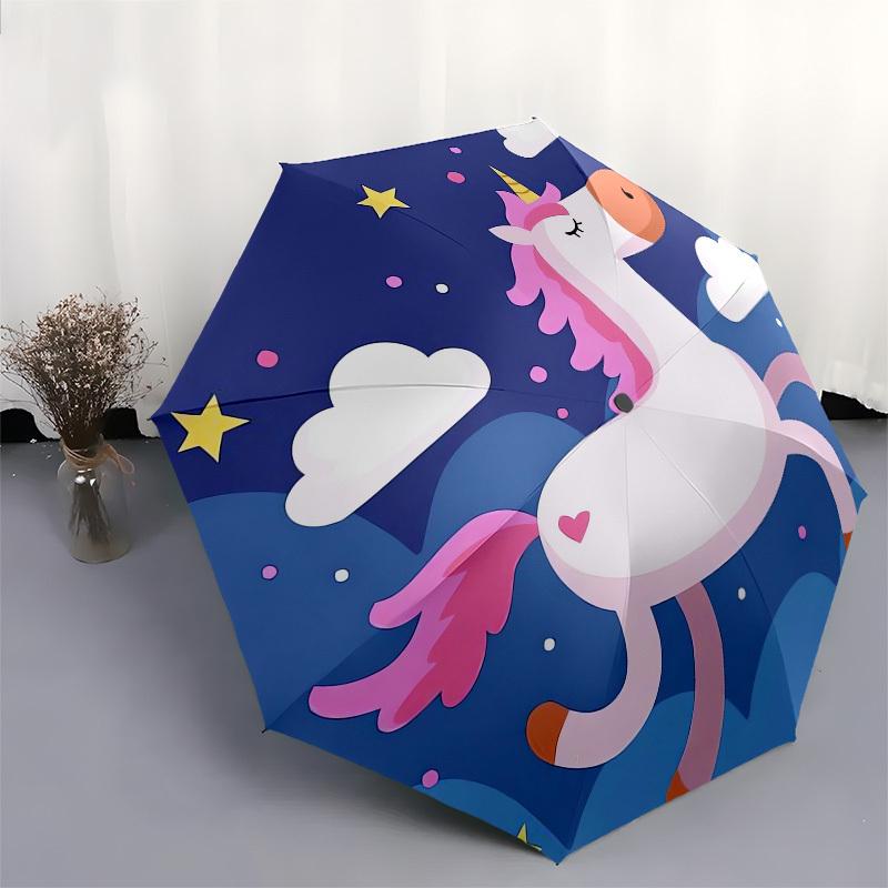 1pc Unicorn Fantasy Night Sky Umbrella with Plastic Handle,Suitable for All Seasons UmbrellaPT441