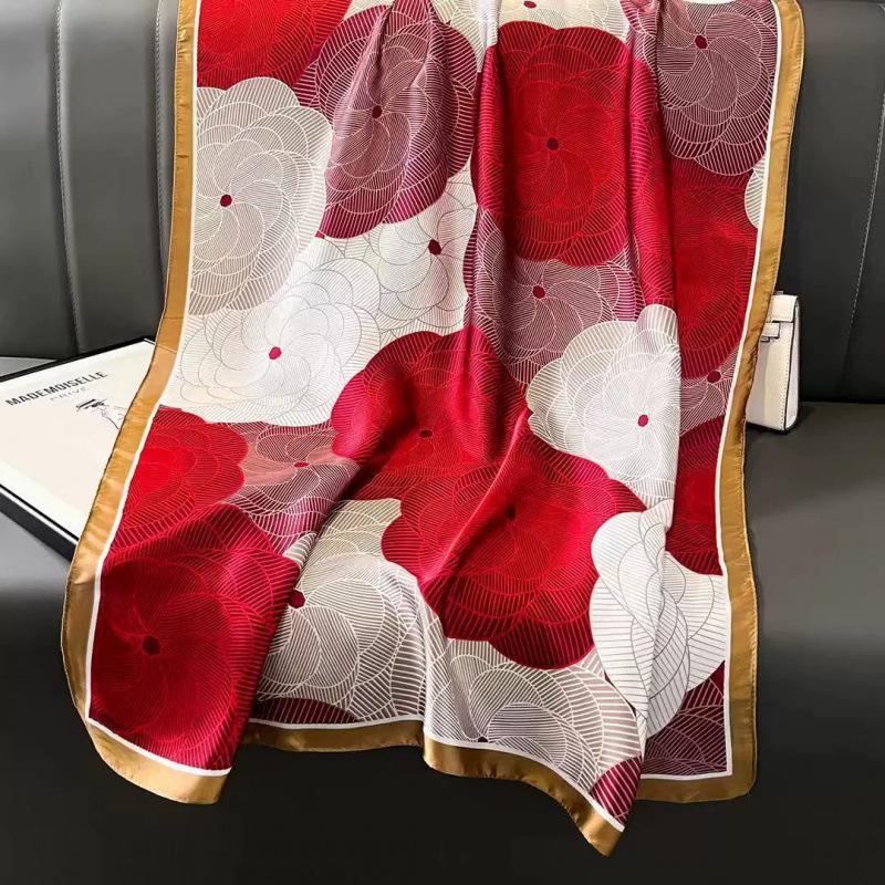 Spring and Summer Thin Silk Scarf High-end Printed Long Scarf New Satin Travel Sunscreen Scarf National Style Cloak