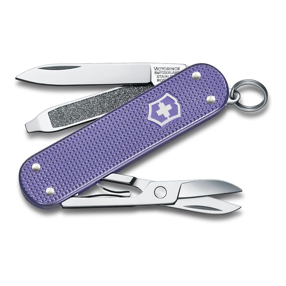 Victorinox Classic Alox Swiss Army Knife Electric Lavender 5 Functions Compact Multi-Tool